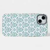 Feuille Damask Teal Pattern iPhoneケース (裏面横)