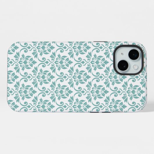 Feuille Damask Teal Pattern iPhoneケース (裏面横)