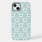 Feuille Damask Teal Pattern iPhoneケース (裏面)