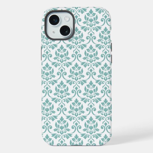 Feuille Damask Teal Pattern iPhoneケース (裏面)