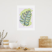 Feuille de monstera verte dessin manuel ポスター (キッチン)