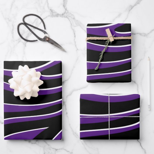 Feuille De Papier Cadeau Effet Zébré, pour offrir, ラッピングペーパーシート (正面)