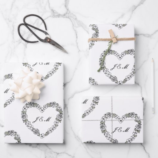 Feuille De Papier Cadeau noir et blanc ラッピングペーパーシート (正面)