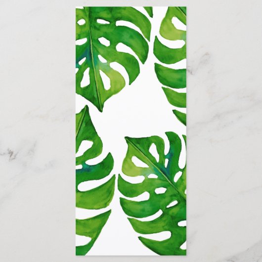 Feuille tropical d'aquarelle épousant le menu メニュー (裏面)