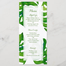 Feuille tropical d'aquarelle épousant le menu メニュー