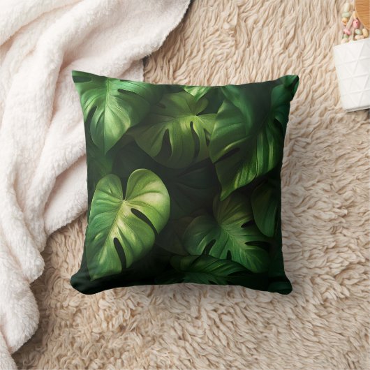 Feuilles de Monstera Tropicales - Design Vert Luxu クッション (ブランケット)