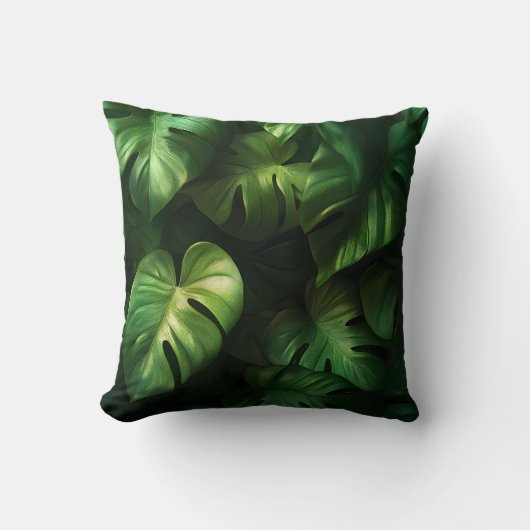 Feuilles de Monstera Tropicales - Design Vert Luxu クッション (正面)