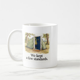 Few Standards Funny Camping Door コーヒーマグカップ