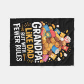 Fewer Rules Funny Grandpa  フリースブランケット (正面(横))