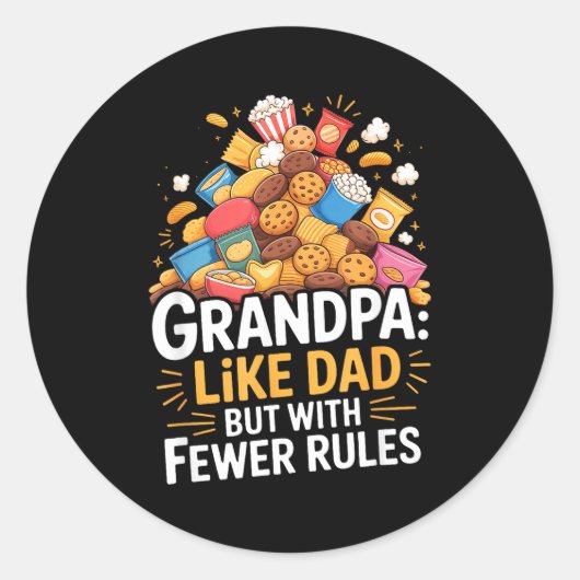Fewer Rules Funny Grandpa  ラウンドシール (正面)