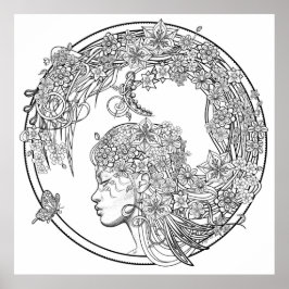 Fey Flower: Sonja A.S. LARGE DIY Coloring ポスター