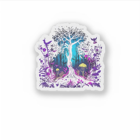 Fey Gothic Emo Goblincore Aesthetic  Forest Graphi シール (正面)