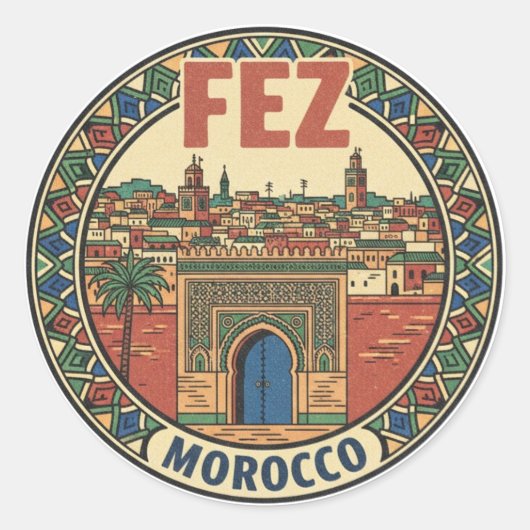 Fez Morocco Travel ラウンドシール (正面)