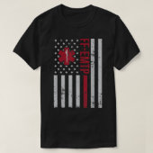 FF-EMTP Firefighter Paramedic USA Flag Tシャツ (デザイン正面)