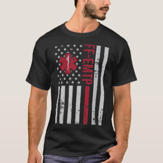 FF-EMTP Firefighter Paramedic USA Flag Tシャツ