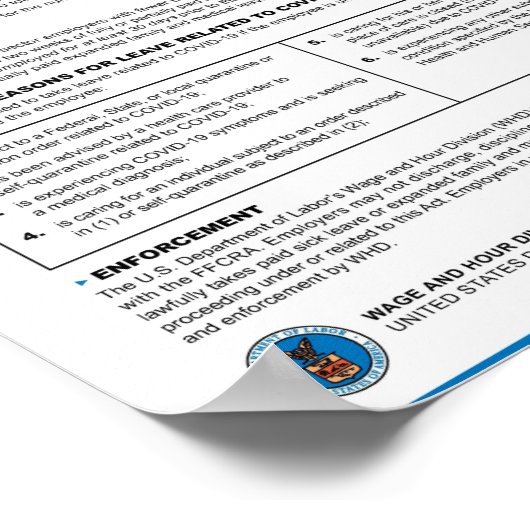 FFCRA – 家族初のコロナウイルス対策法 ポスター (角)