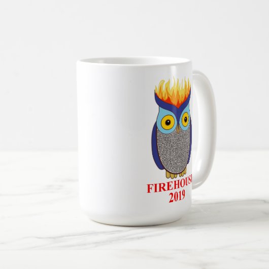 FHの青いフクロウのマグ コーヒーマグカップ (正面右)