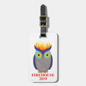 FHの青いフクロウの荷物のラベル ラゲッジタグ (正面縦)