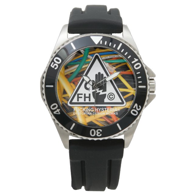 FHワイヤプロテクターブラックシリコンバンド時計 腕時計 (正面)