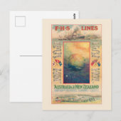 FHS Lines Australia Vintage Poster 1906 ポストカード (正面/裏面)