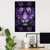 Fiala Purple Tiger Wild Cat Myka Jelina Art Poster ポスター (ホームオフィス)