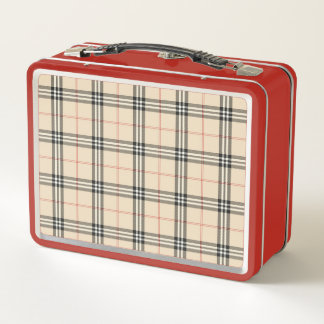 Fiambrera con estampado tartan メタルランチボックス