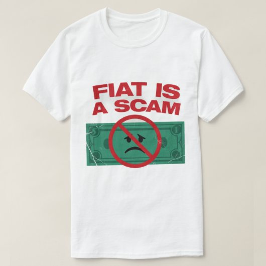 FIATは詐欺 - ビットコイン メンズTシャツ Tシャツ (デザイン正面)