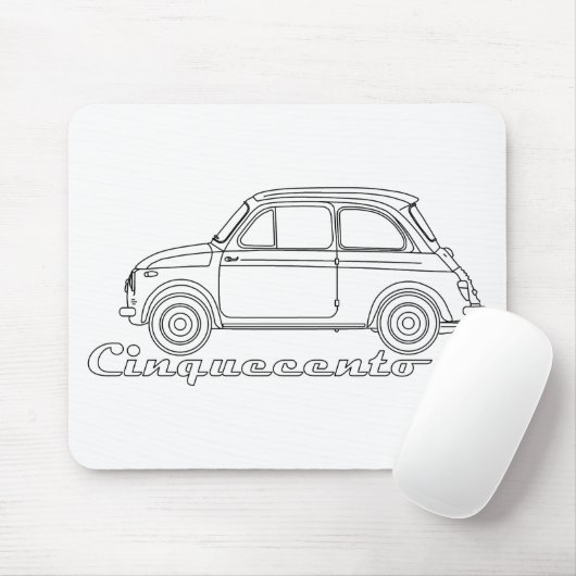 Fiat イタリアン Cinquecento 500 cc Oldtimer Blueprint マウスパッド (マウス)
