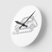 Fiat イタリアン Cinquecento 500 cc Oldtimer Blueprint ラウンド壁時計 (傾斜)