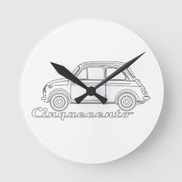 Fiat イタリアン Cinquecento 500 cc Oldtimer Blueprint ラウンド壁時計