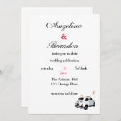 Fiat 500のドライブカーを使った結婚式の招待状 招待状 (正面/裏面)