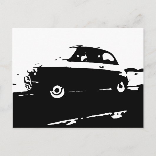 Fiat 500クラシック – 黒い画像はがき ポストカード (正面)