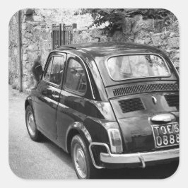 FIAT 500車(白黒) スクエアシール