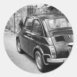 FIAT 500車(白黒) ラウンドシール