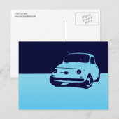 Fiat 500, 1959 – 濃いポストカードに淡い青 ポストカード (正面/裏面)