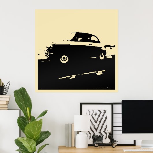 Fiat 500 classic - Black on light cream poster ポスター (ホームオフィス)