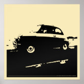 Fiat 500 classic - Black on light cream poster ポスター (正面)