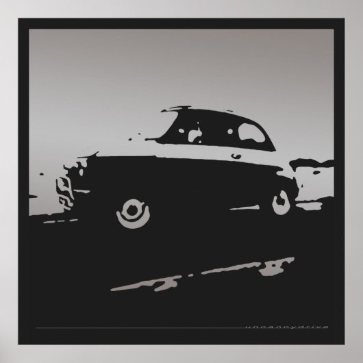 Fiat 500 classic - Silver on black poster ポスター (正面)