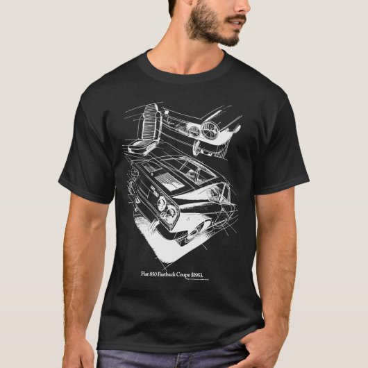 FIAT 850 white on black31 Tシャツ (正面)