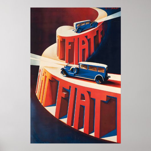 Fiat Automobile 1928 Vintage Car Poster ポスター (正面)