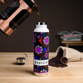 Fibonacci 'Fish 市松模様に Black' by Kenneth Yoncich ウォーターボトル