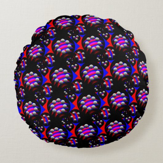 Fibonacci 'Fish Black' by Kenneth Yoncich ラウンドクッション (正面)