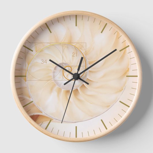 Fibonacci Golden Ration Sacred Geometry Art 壁時計 (正面)