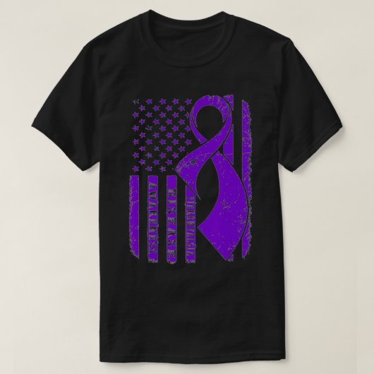 Fibromyalgia Awareness American Flag Nobody Fight Tシャツ (デザイン正面)
