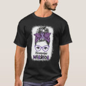 Fibromyalgia Awareness Warrior Messy Bun women Pur Tシャツ (正面)