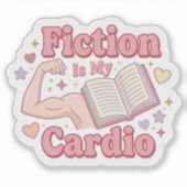 Fiction is my cardio - bookworm reading シール (正面)