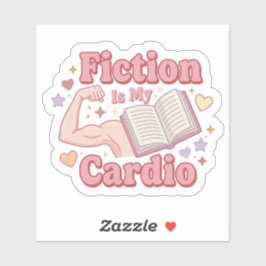 Fiction is my cardio - bookworm reading シール
