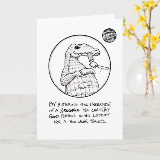 FICTSの"ワニの宝くじ"のバースデー・カード カード (黄色い花)