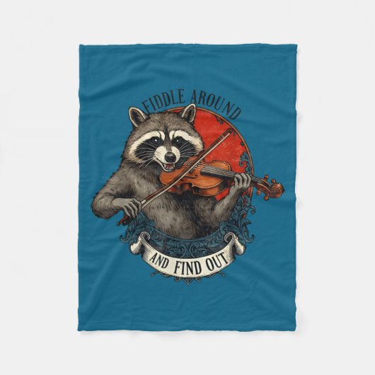 Fiddle Around And Find Out Music Raccoon Fiddle Fu フリースブランケット (正面)