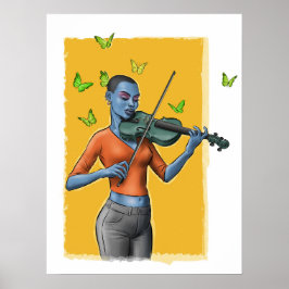 Fiddler Girl - Surreal Violin Art Poster (No文字) ポスター